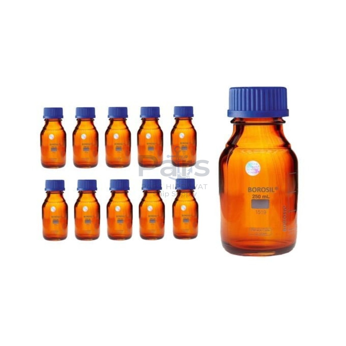 Borosil Cam Amber Şişe 250 ml - Vida Kapaklı Boş Cam Şişe - 10 pcs Toptan