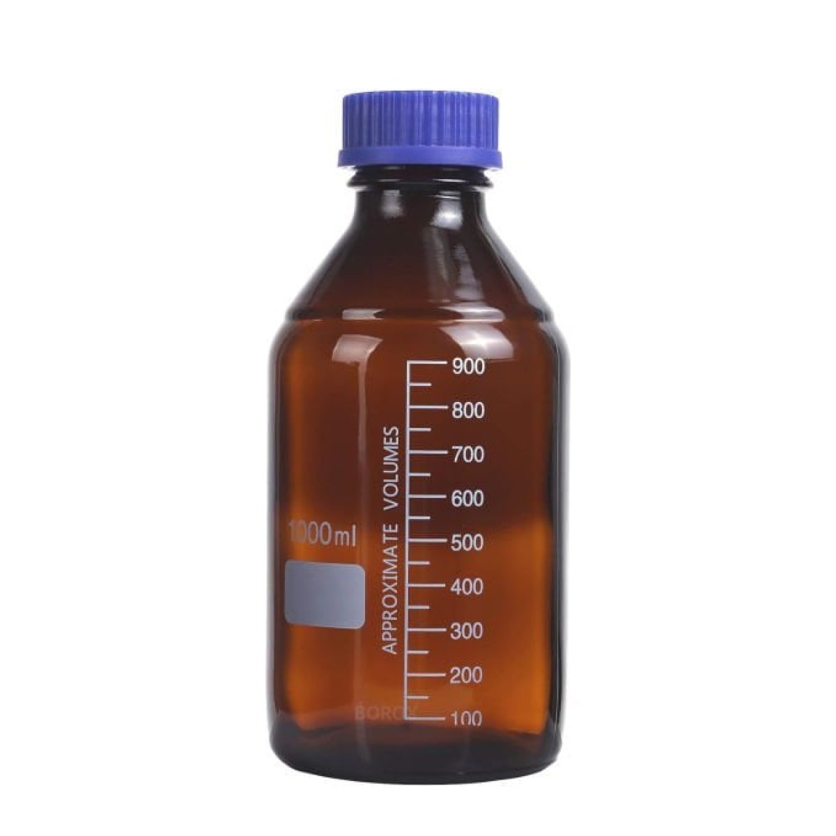 Borox Amber Cam Şişe 1000 ml - Vida Kapaklı Boş Numune Şişesi - Otoklav Şişe