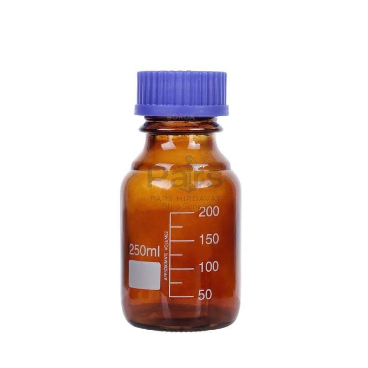Borox Amber Cam Şişe 250 ml - Vida Kapaklı Boş Numune Şişesi - Otoklav Şişe