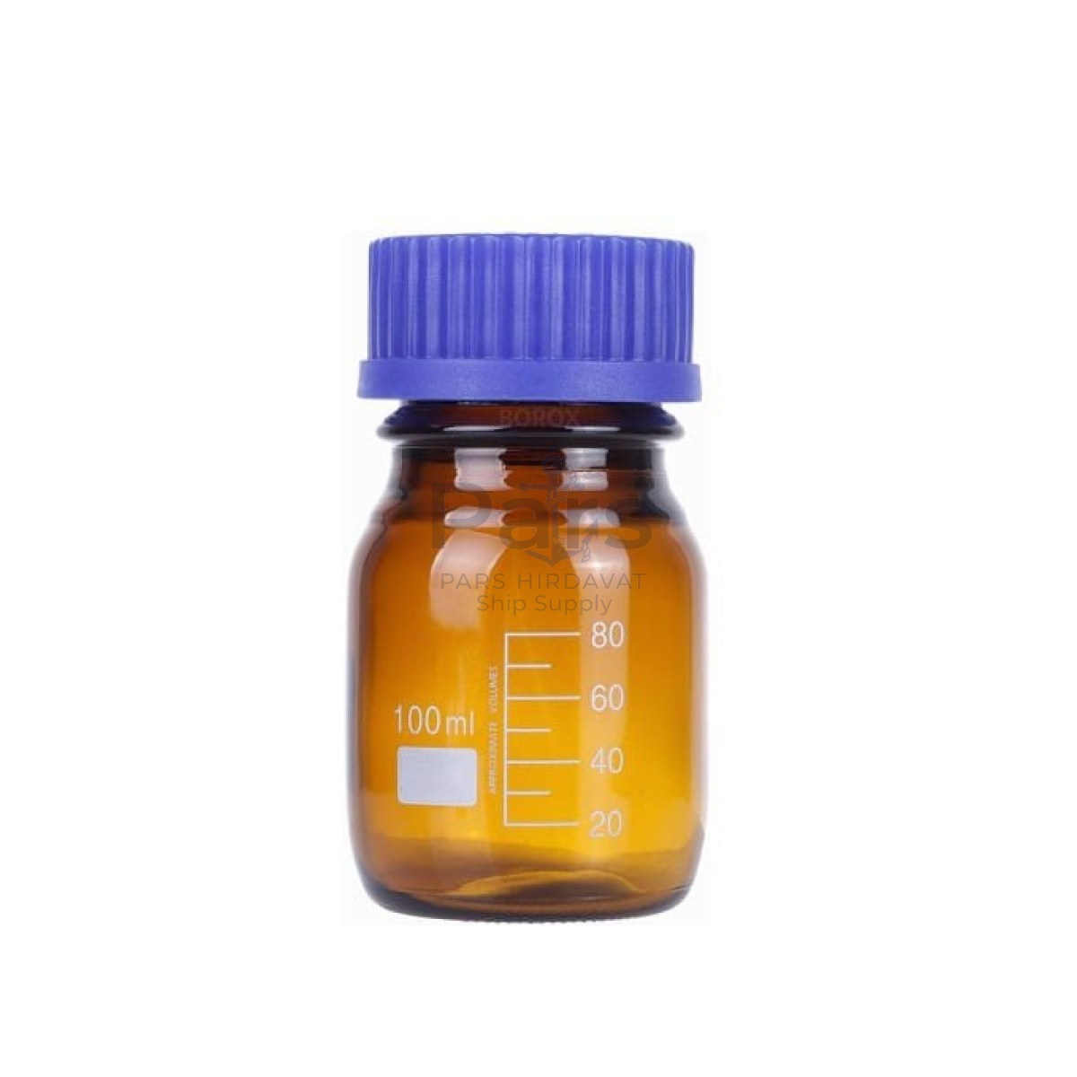 Borox Amber Cam Şişe 100 ml - Vida Kapaklı Boş Numune Şişesi - Otoklav Şişe