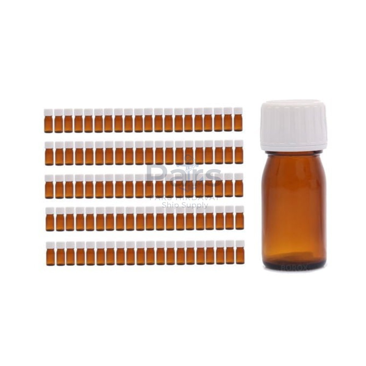 Borox Amber Cam Şişe 30 ml - White Kilitli Kapaklı Şişe 30cc - 100 pcs Toptan