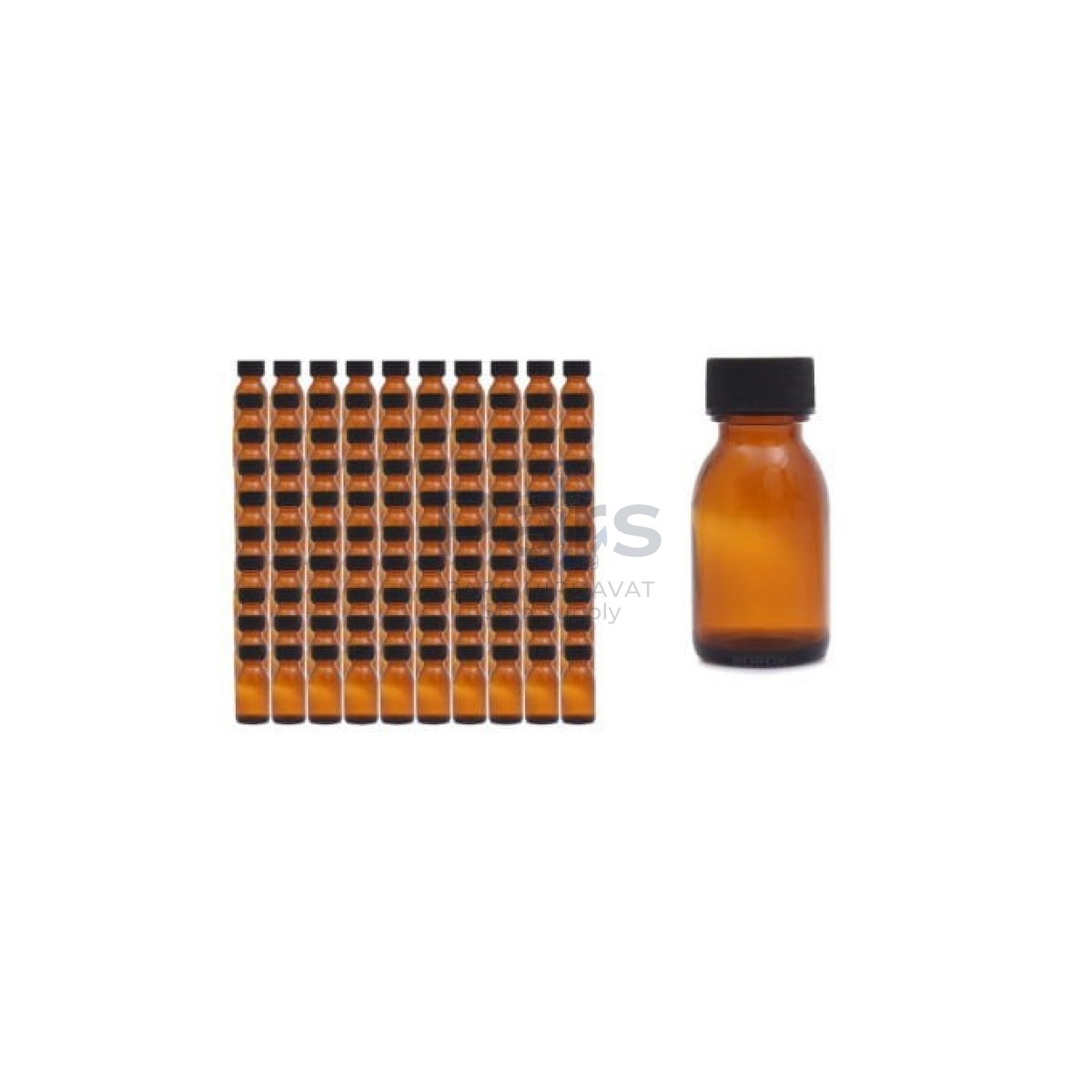 Borox Amber Cam Şişe 20 ml - Black Kapaklı Şişe 20cc - 100 pcs Toptan