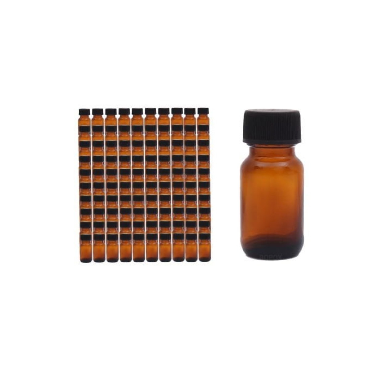 Borox Amber Cam Şişe 30 ml - Siyah Kapaklı Şişe 30cc - 100 Adet Toptan