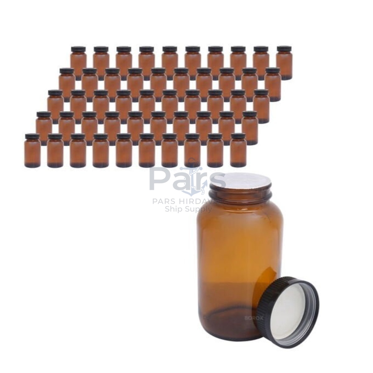 Borox Amber Cam Şişe 500 ml - Bastır Aç Kapaklı Şişe 50 pcs Toptan