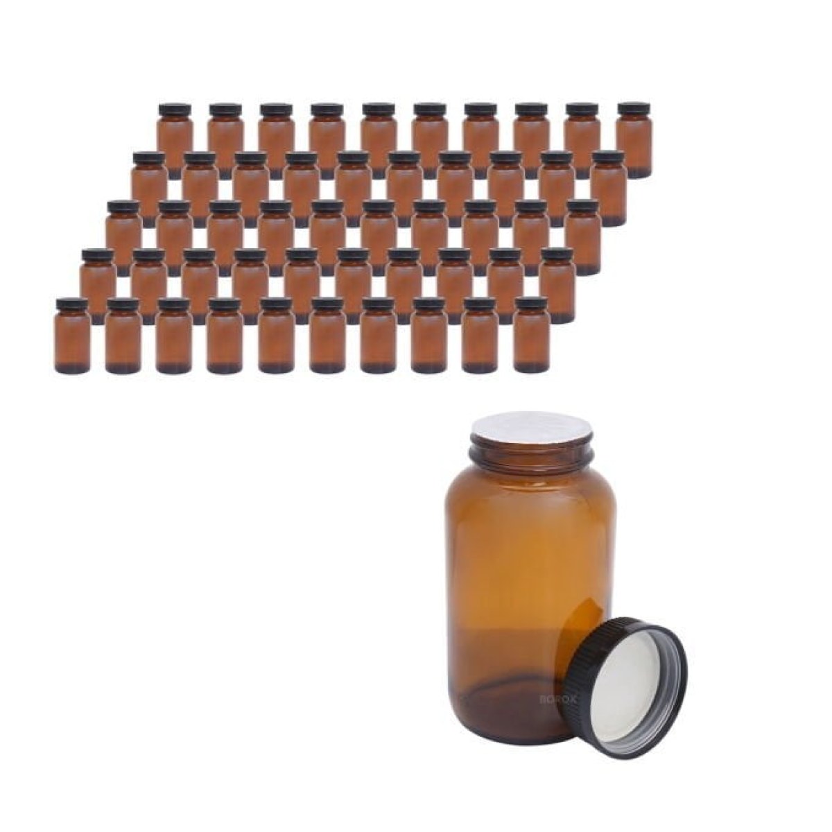 Borox Amber Cam Şişe 400ml - Bastır Aç Kapaklı Şişe 50 Adet Toptan