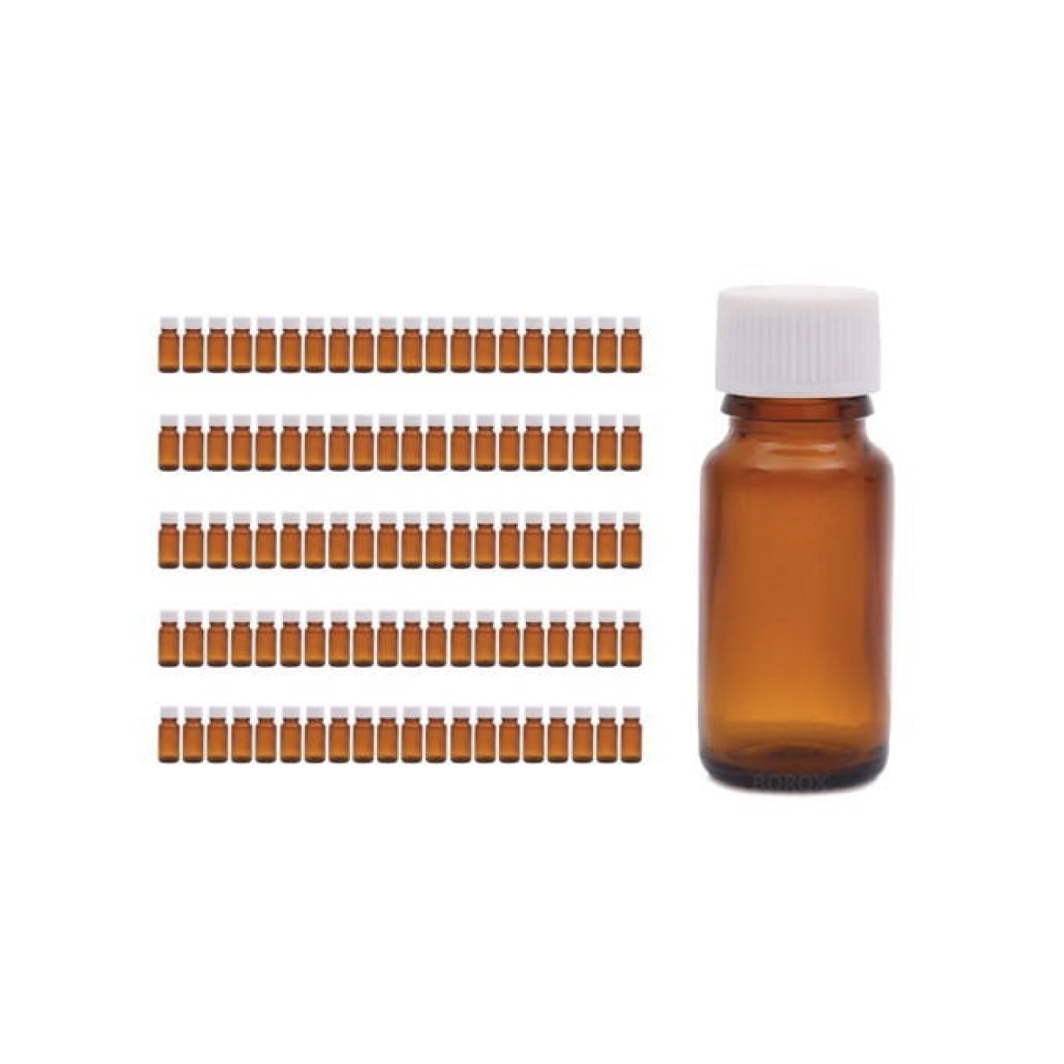 Borox Amber Cam Şişe 10 ml - Beyaz Kapaklı Şişe 10cc 100 Adet