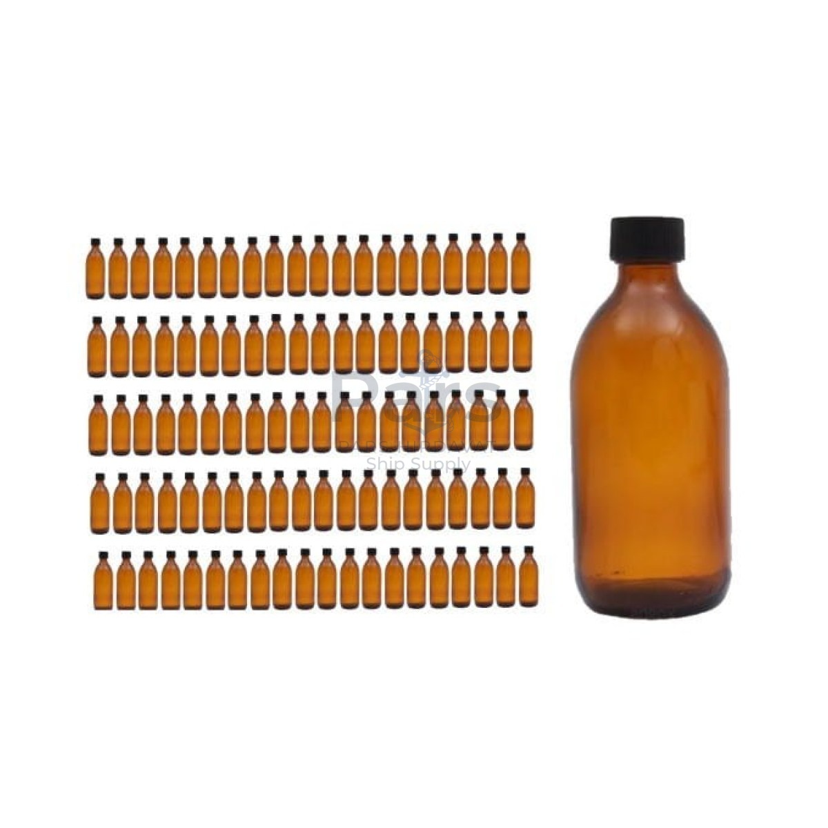 Borox Amber Cam Şişe 300ml - Black Kapaklı Şişe 300cc 100pcs