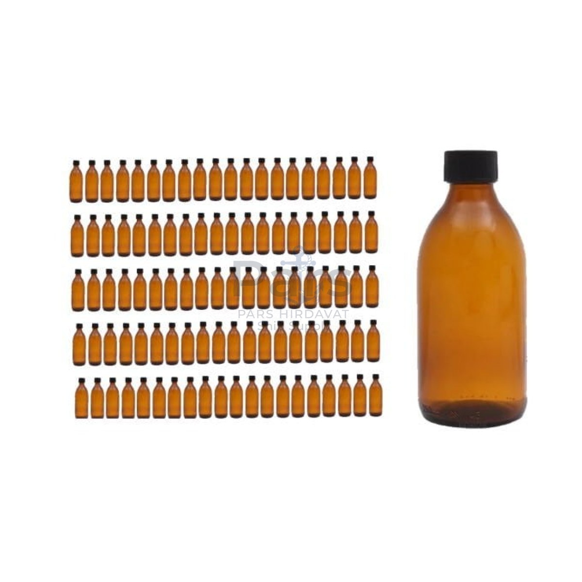 Borox Amber Cam Şişe 250ml - Black Kapaklı Şişe 250cc 100pcs