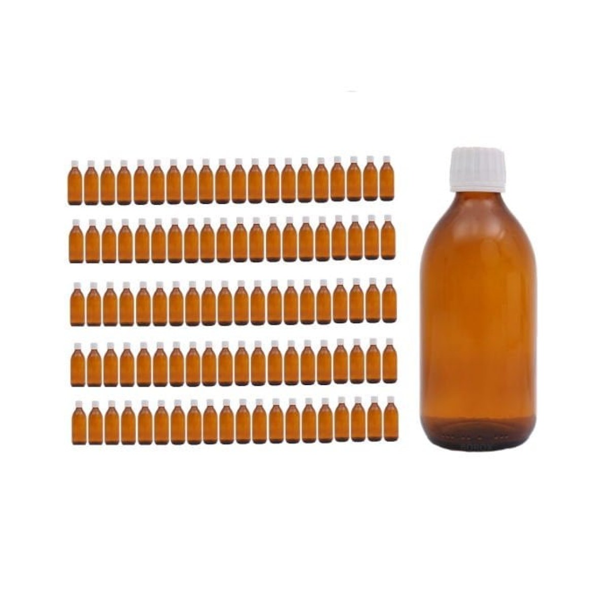 Borox Cam Amber Şişe 300ml - Kilit Kapaklı Kahverengi 100pcs