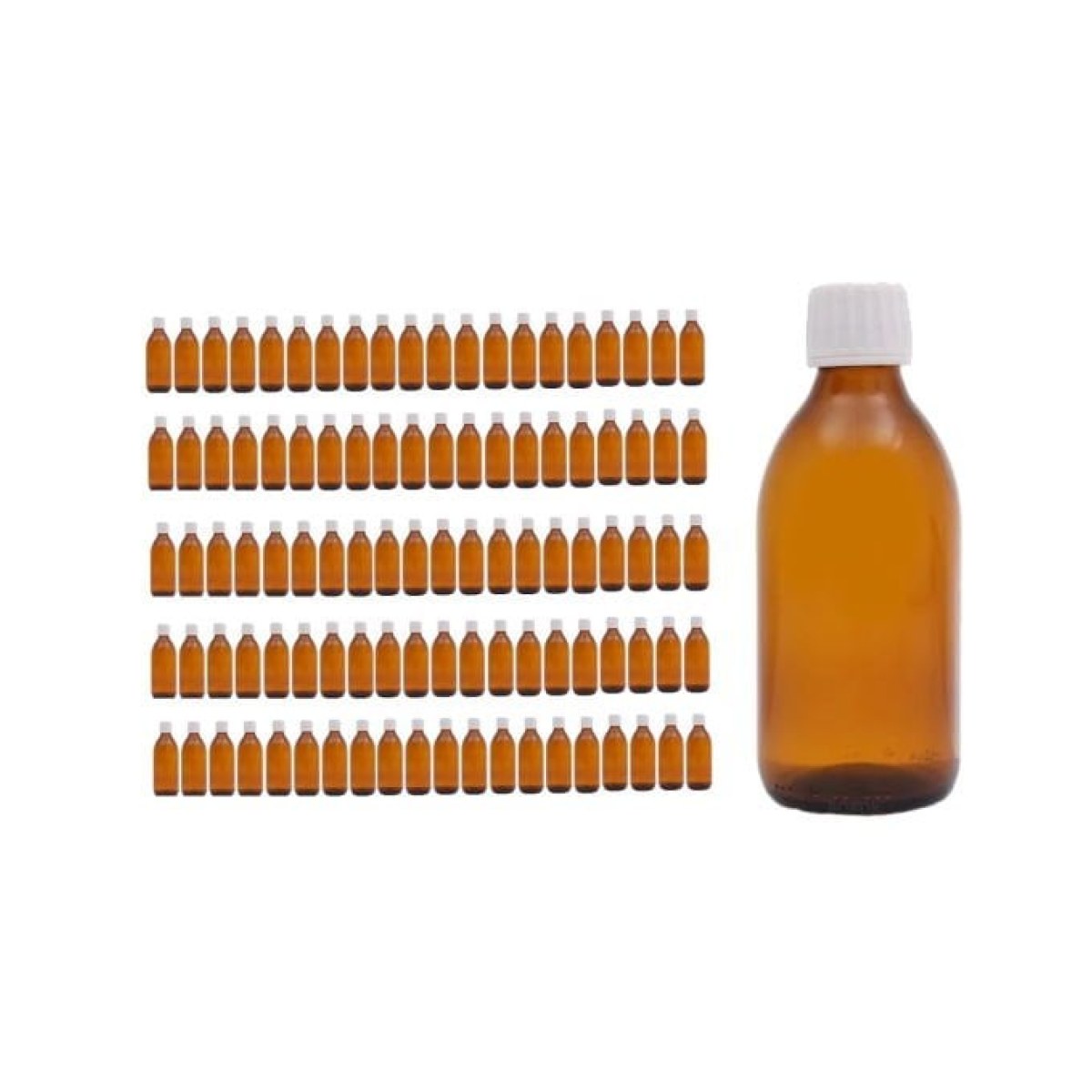 Borox Cam Amber Şişe 250ml - Kilit Kapaklı Kahverengi 100Adet