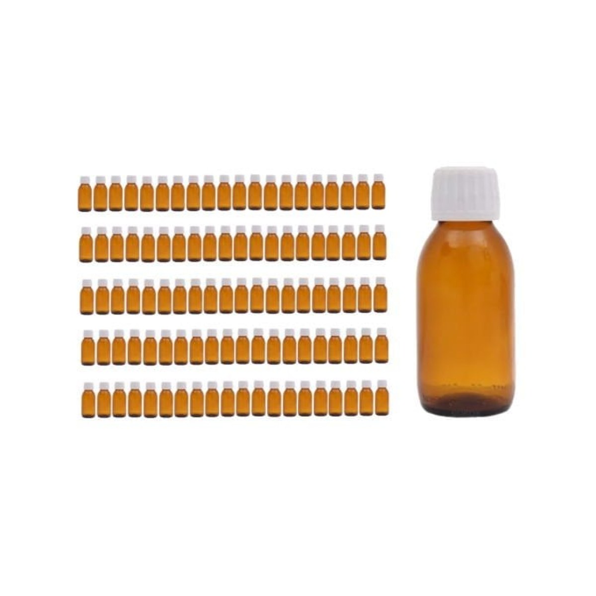 Borox Cam Amber Şişe 100ml - Kilit Kapaklı Kahverengi 100Adet