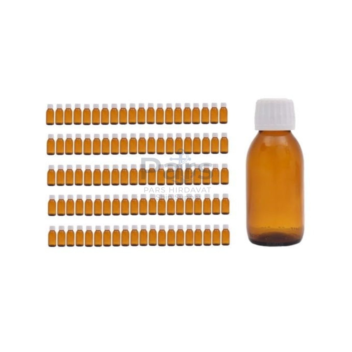 Borox Cam Amber Şişe 100ml - Kilit Kapaklı Kahverengi 100pcs