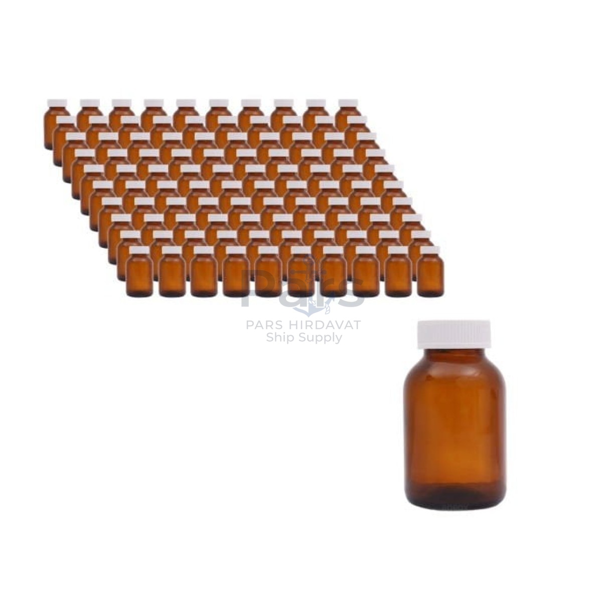 Borox Amber Cam Şişe 200ml - White Kapaklı 200cc - 100 pcs