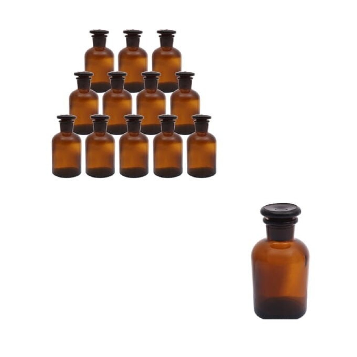 Borox Amber Cam Miyar Şişe 60ml - Şilifli Tıpalı Şişe 12Adet