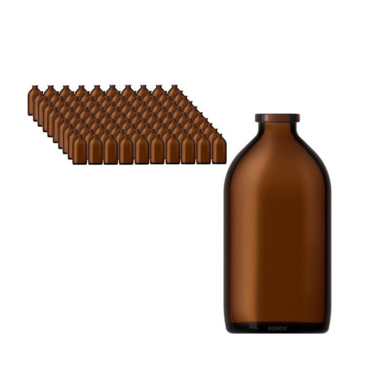Borox Amber Cam Şişe 100ml - Flakon Şişe 100cc - 100pcs