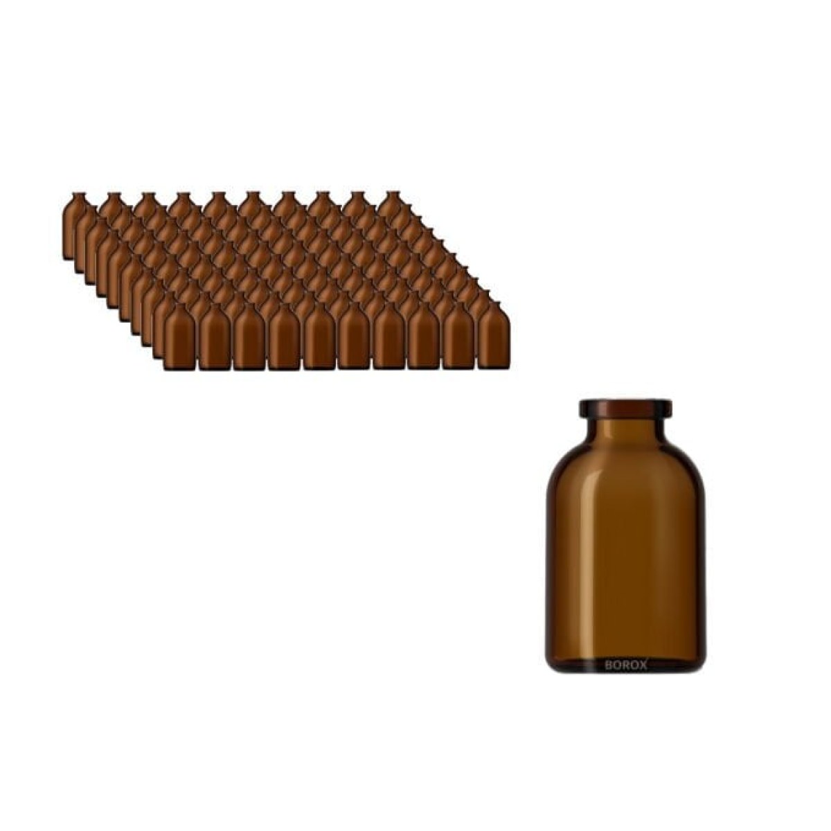 Borox Amber Cam Şişe 25ml - Flakon Şişe 25cc - Vial 100Adet