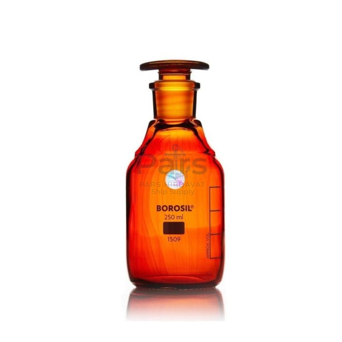 Borosil Amber Cam Miyar Şişe 250 ml - Cam Tıpalı Şişe