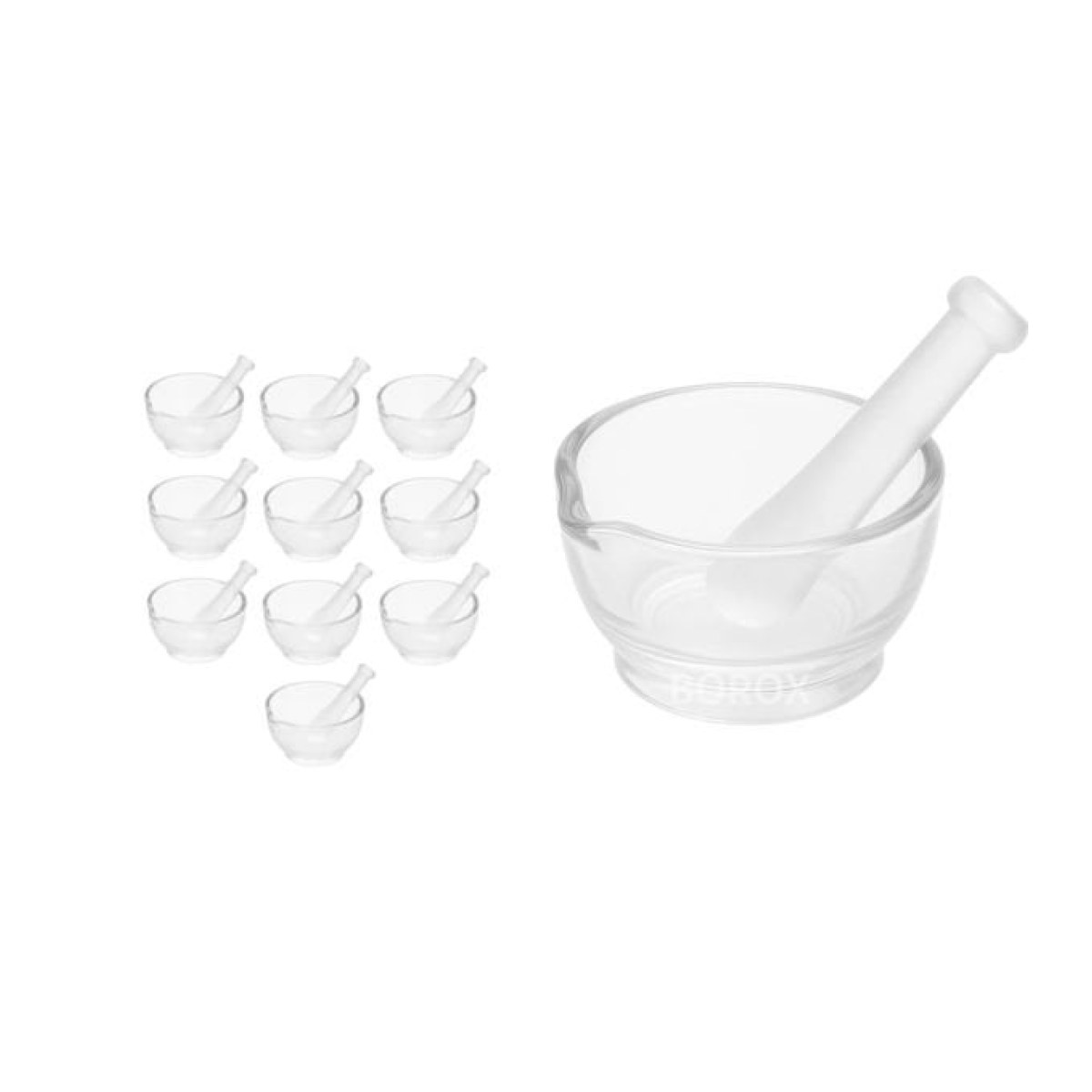Borox Cam Havan Tokmaklı 90 mm - Havan ve Eli - 10 set-paket