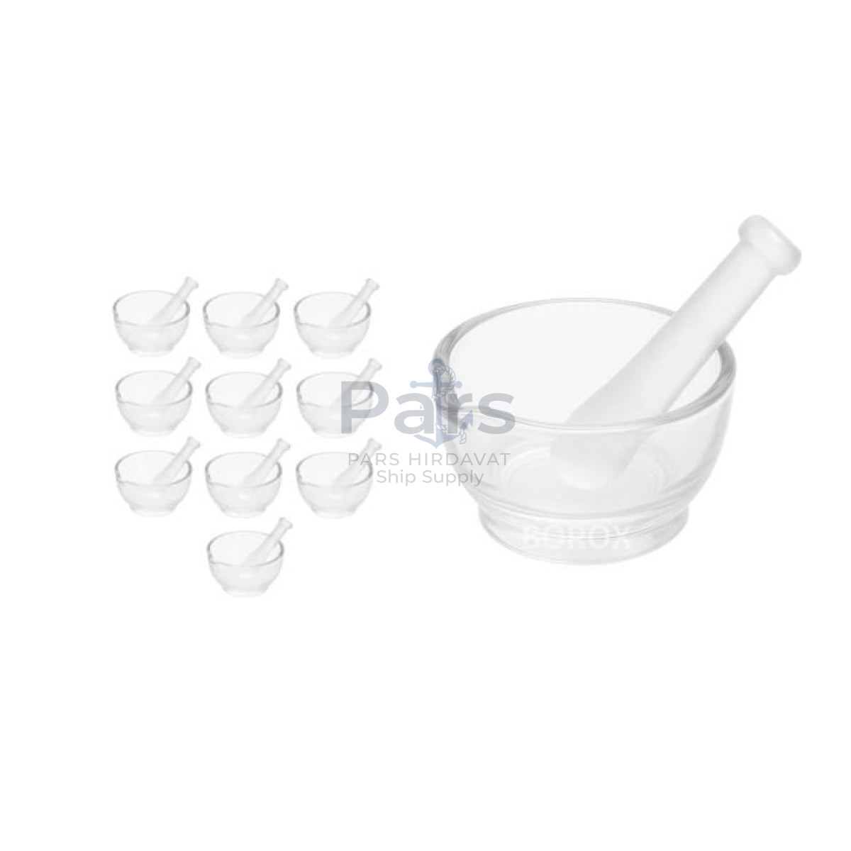 Borox Cam Havan Tokmaklı 90 mm - Havan ve Eli - 10 set-paket