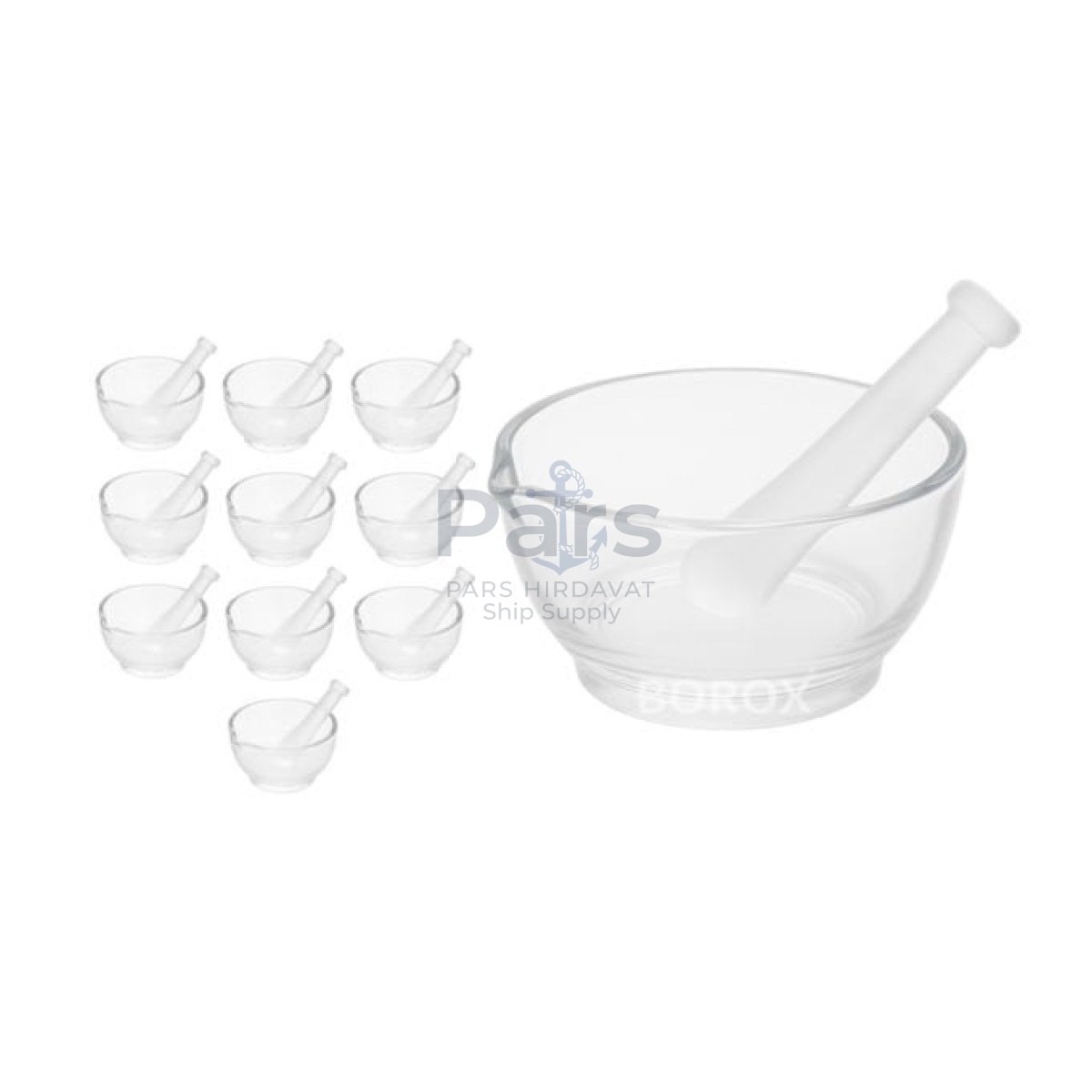 Borox Cam Havan Tokmaklı 150 mm - Havan ve Eli - 10 set-paket
