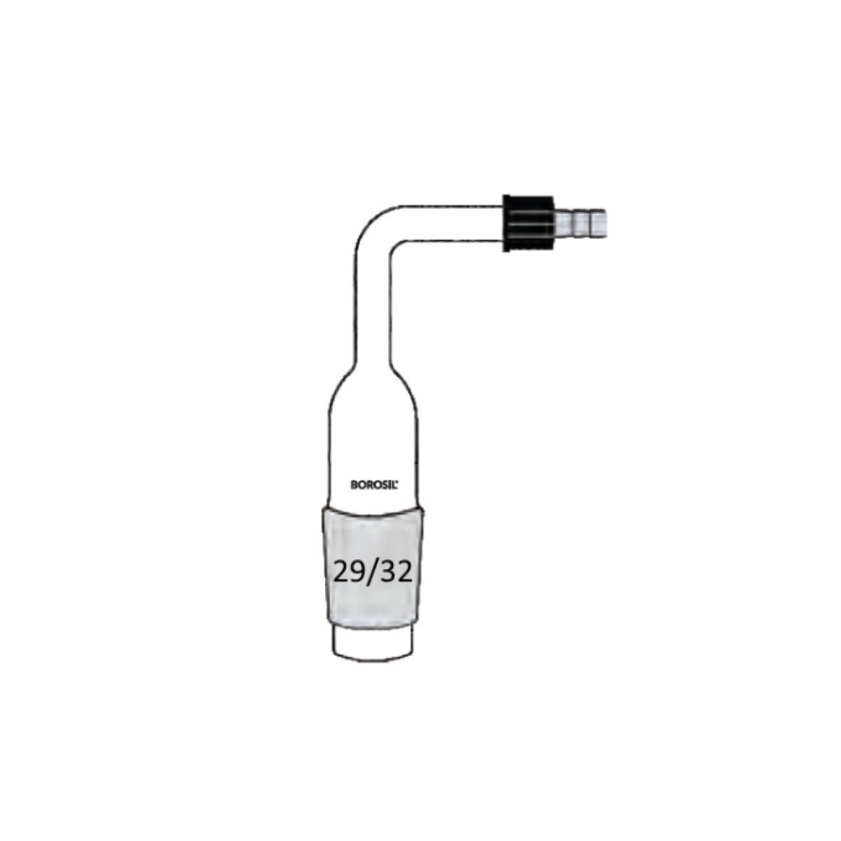 Borosil Cam Destilasyon Adaptörü - Kıvrık - 29/32 Şilifli