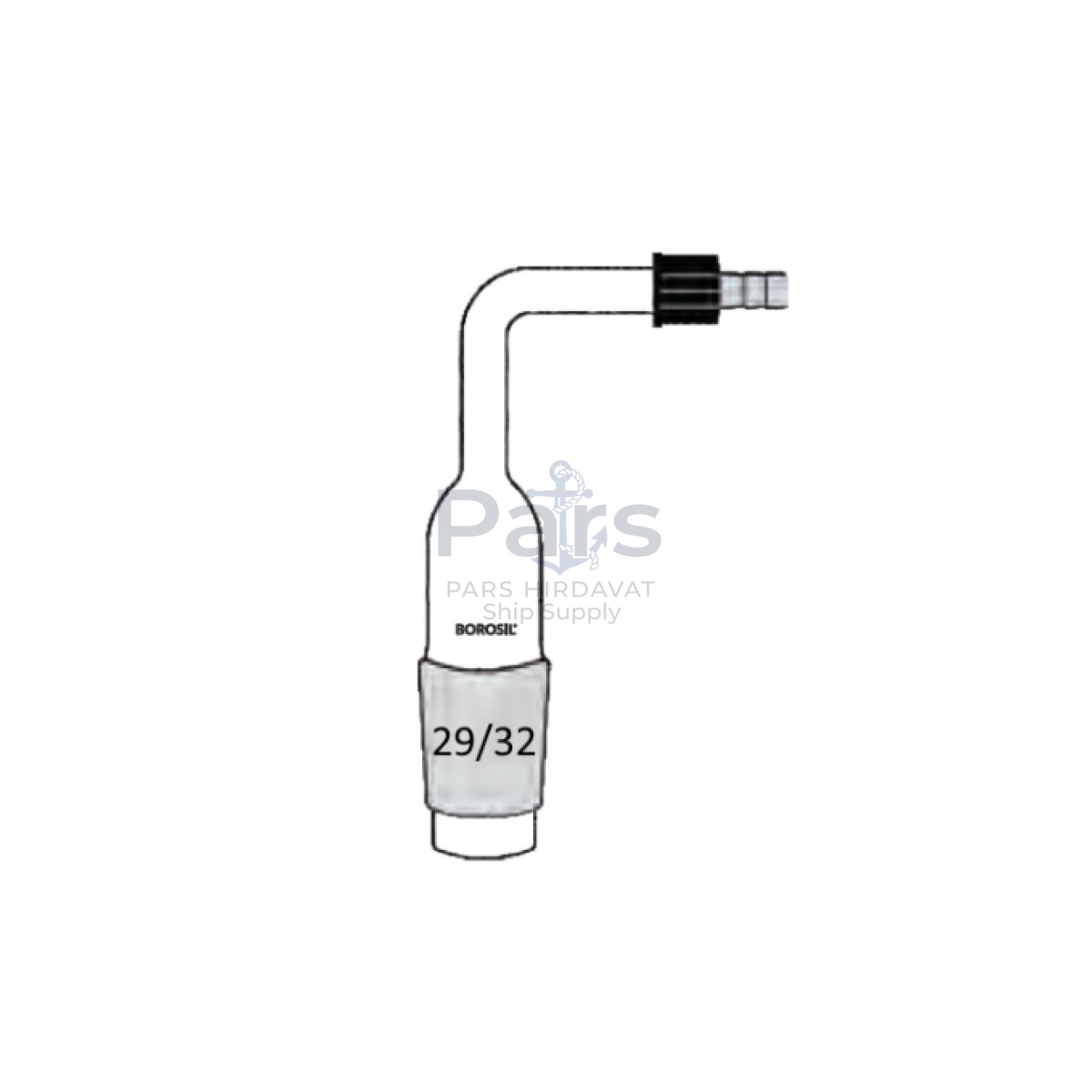 Borosil Cam Destilasyon Adaptörü - Kıvrık - 29/32 Şilifli