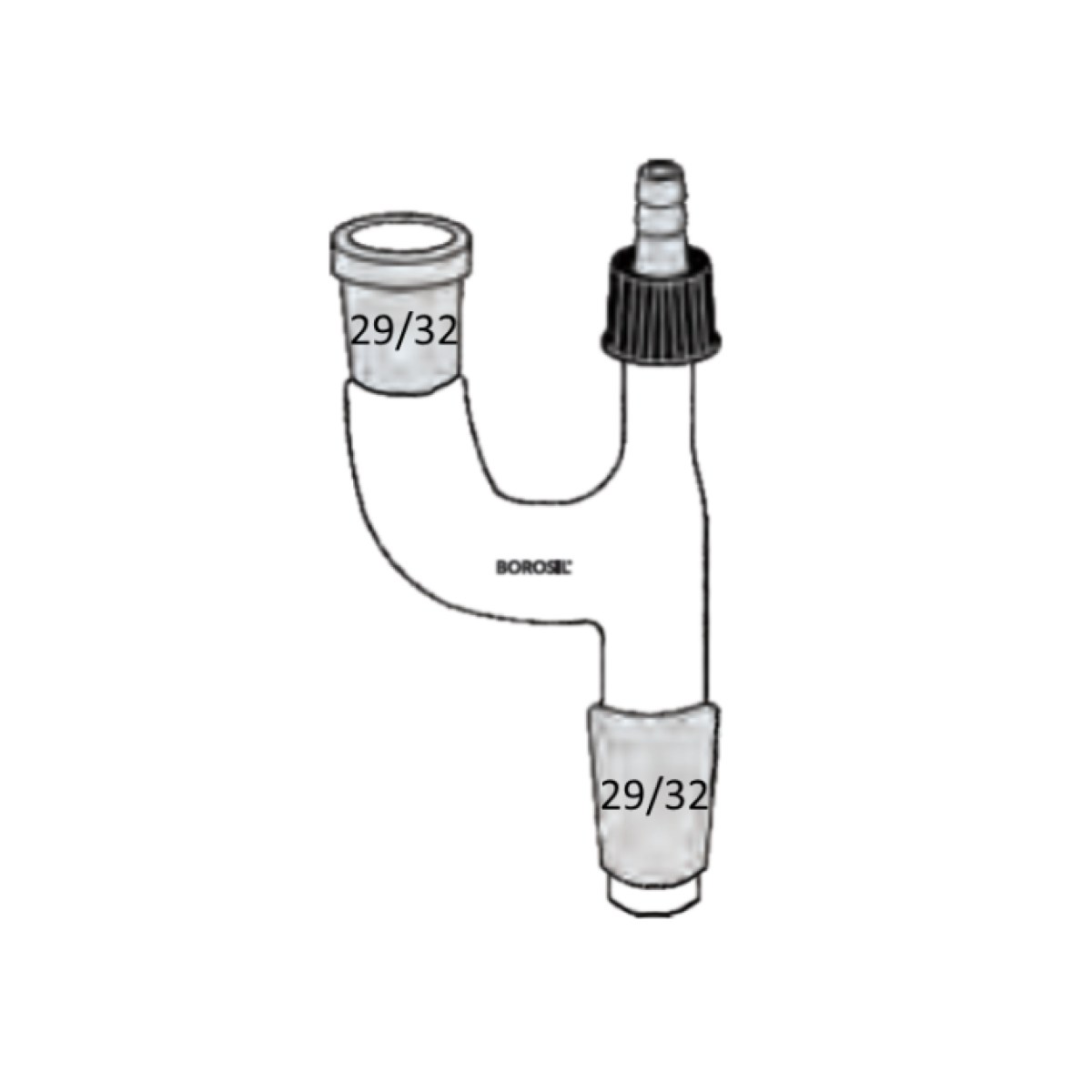 Borosil Cam Adaptör Hortum Çıkışlı Kuğu Boyun - 29/32-29/32