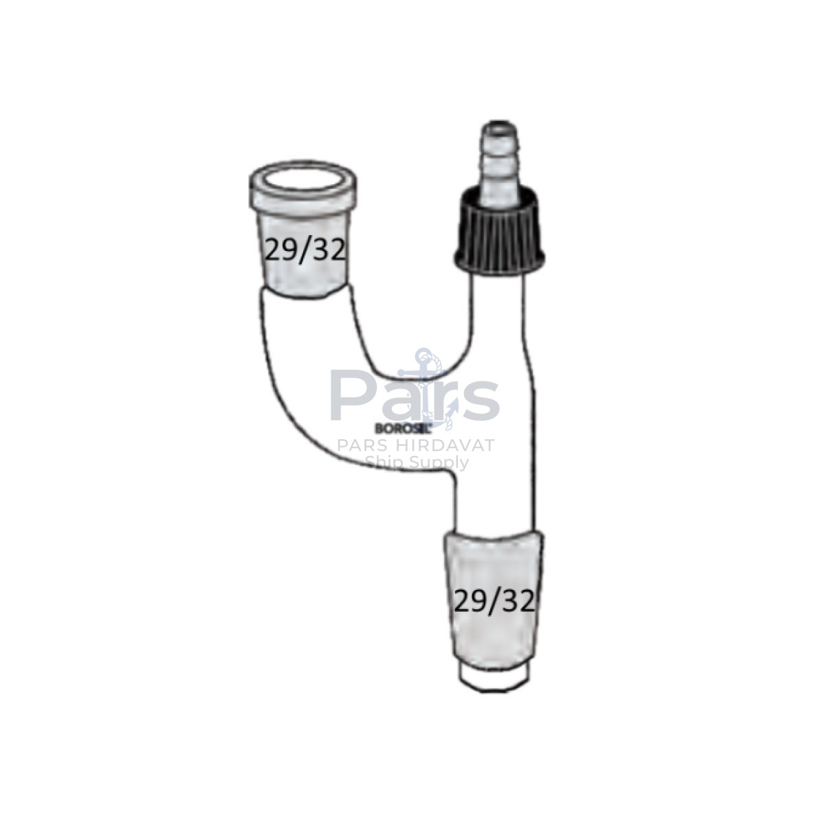 Borosil Cam Adaptör Hose Çıkışlı Kuğu Boyun - 29/32-29/32