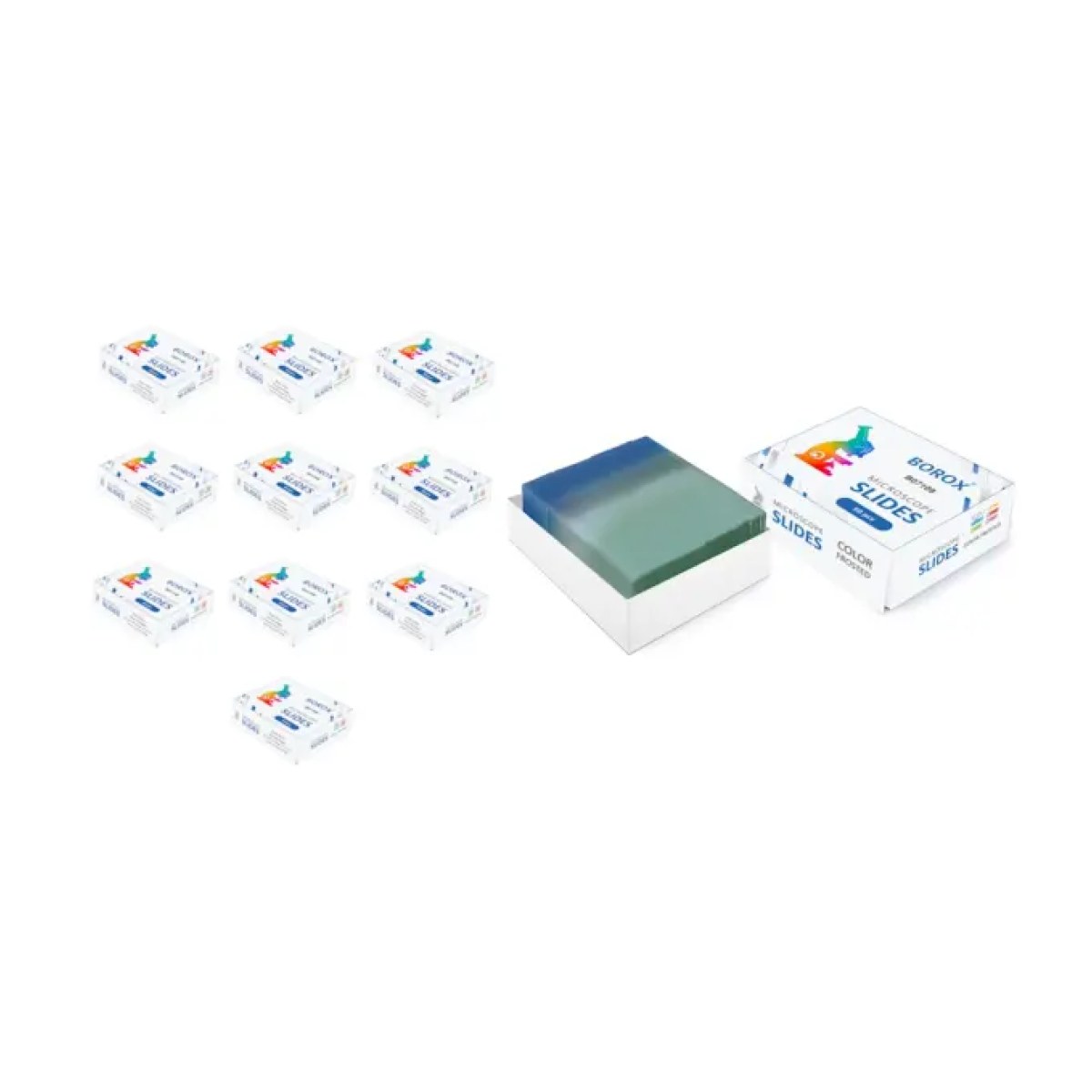 Borox Lam - Tek Yüzey 1/3 Blue Rodajlı Mikroskop Lamı 50li - 10 Paket Toptan