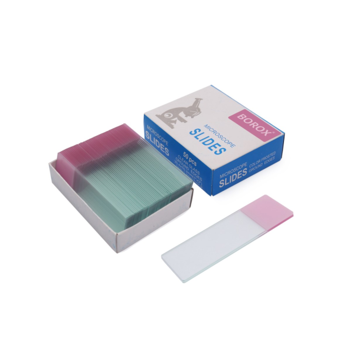 Borox Lam - Tek Yüzey 1/3 Pembe Rodajlı Mikroskop Lamı 50li
