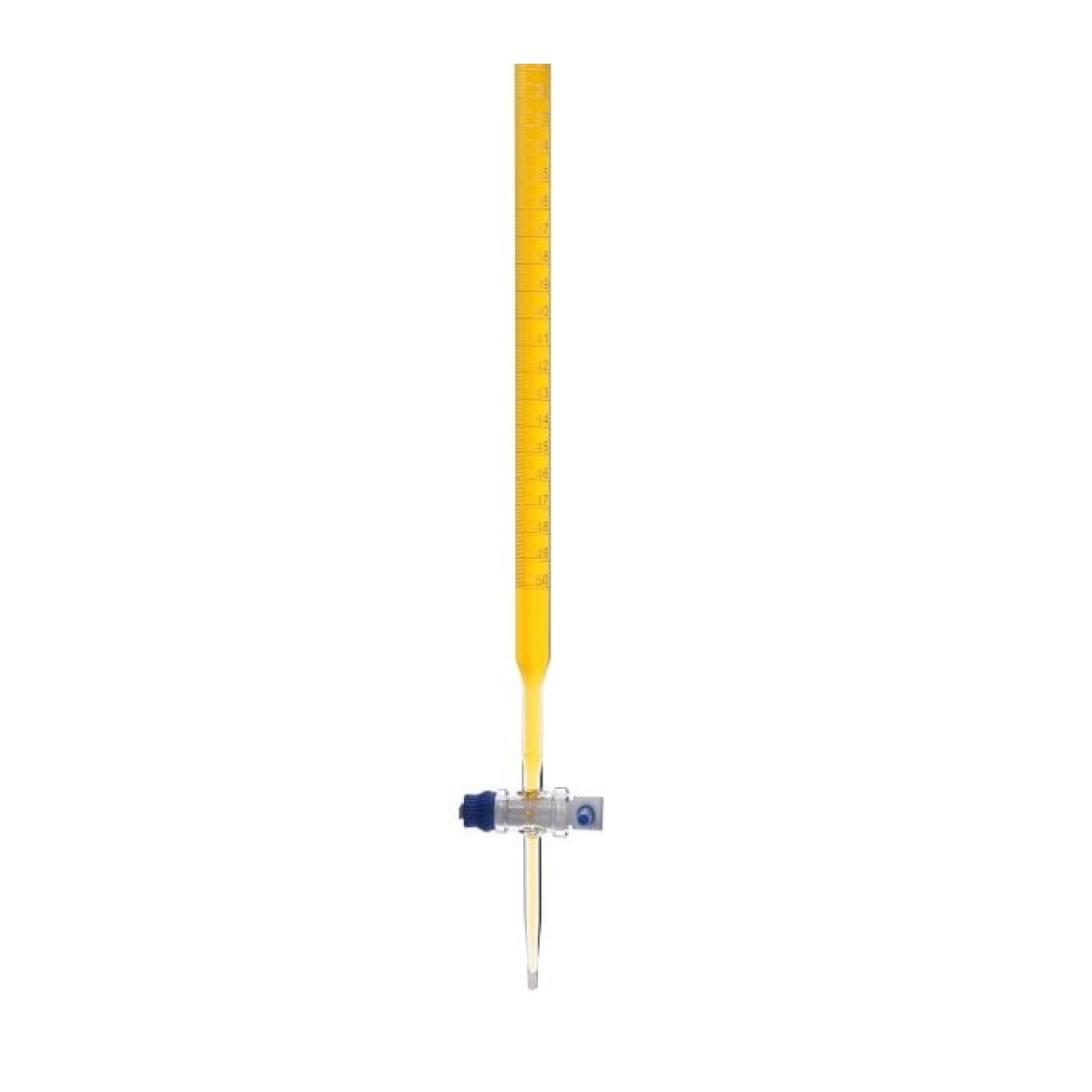 Borox Cam Büret Düz 50 ml 0.1 ml Teflon Musluk - Class AS - Blue Skala