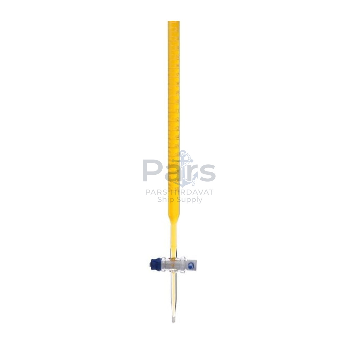 Borox Cam Büret Düz 50 ml 0.1 ml Teflon Musluk - Class AS - Blue Skala