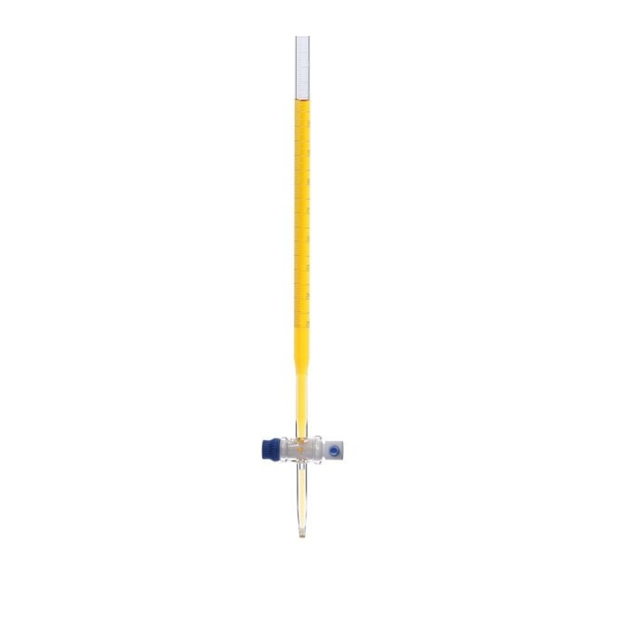 Borox Cam Büret Düz 100 ml 0.2ml Teflon Musluk - Class AS - Mavi Skala