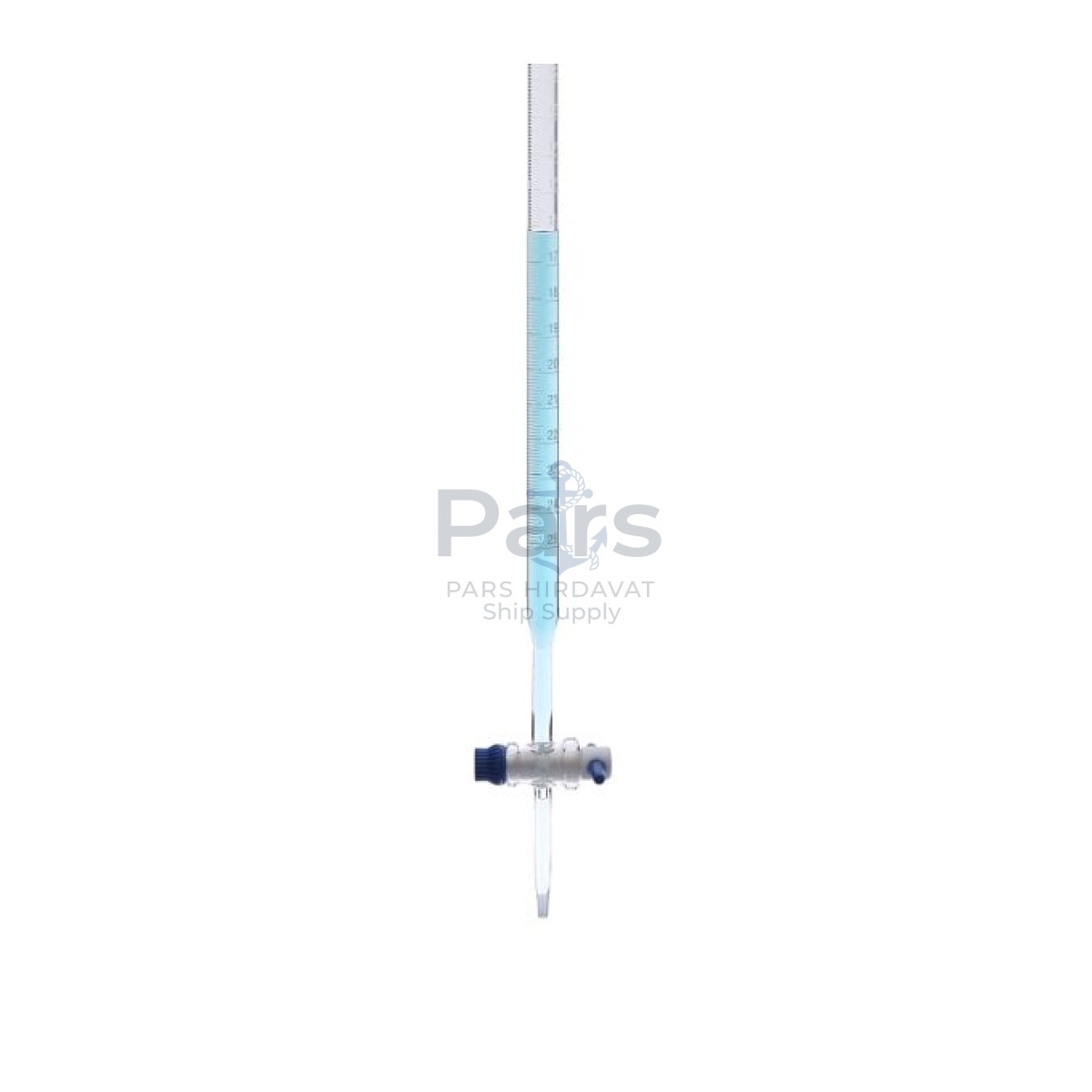 Borox Cam Büret Düz 25 ml 0.1 ml Teflon Musluk - Class AS - Blue Skala