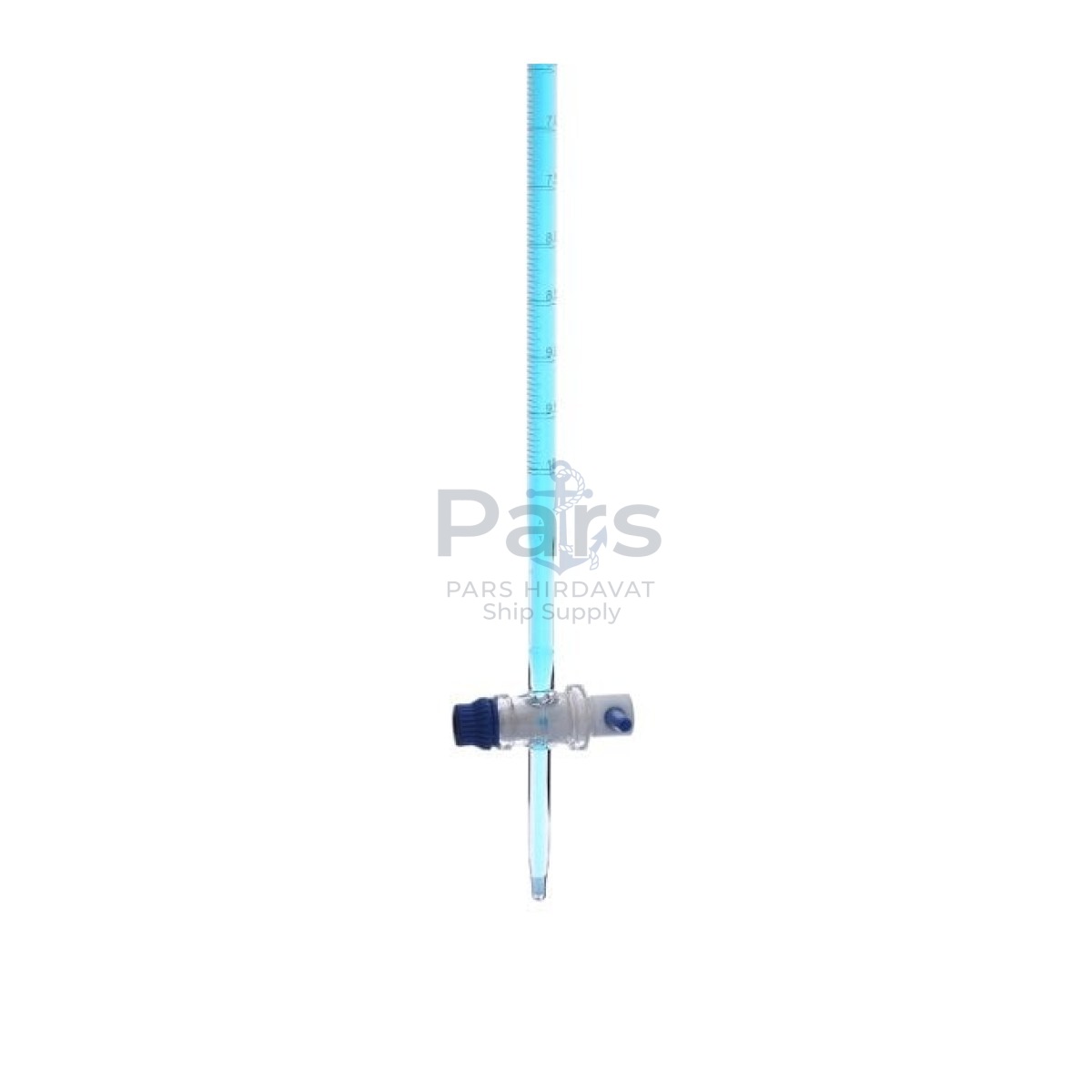 Borox Cam Büret Düz 10 ml 0.05 ml Teflon Musluk - Class AS - Blue Skala