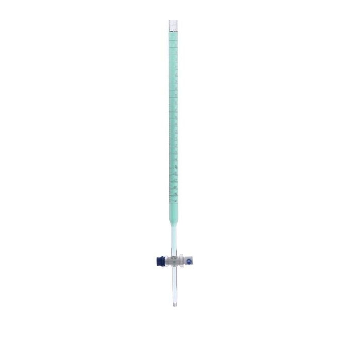 Borox Cam Büret Düz 100 ml 0.2 ml Teflon Musluk - Class B - Blue Skala