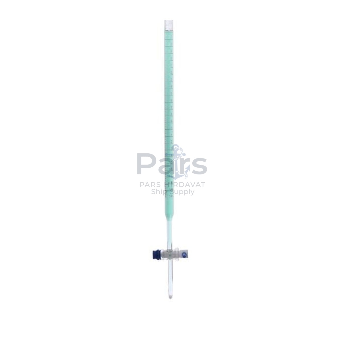 Borox Cam Büret Düz 100 ml 0.2 ml Teflon Musluk - Class B - Blue Skala