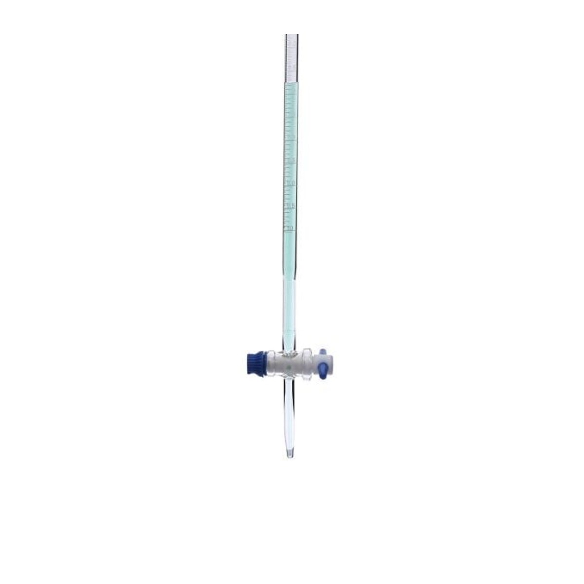 Borox Cam Büret Düz 10 ml 0.05 ml Teflon Musluk - Class B - Mavi Skala