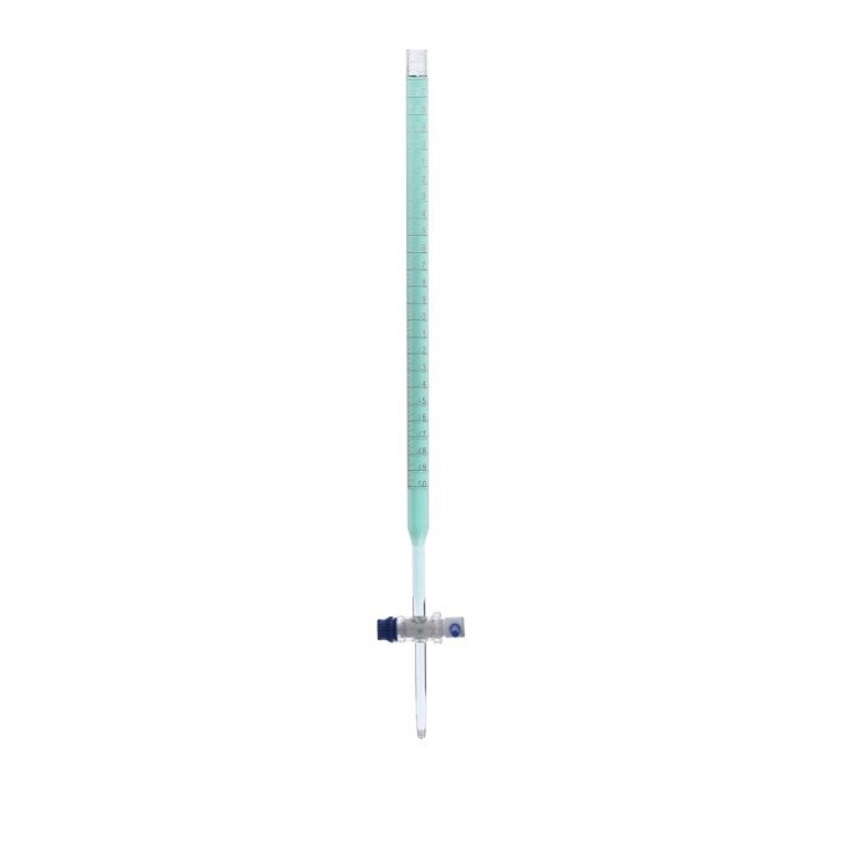 Borox Cam Büret Düz 50 ml 0.1 ml Teflon Musluk - Class B - Mavi Skala