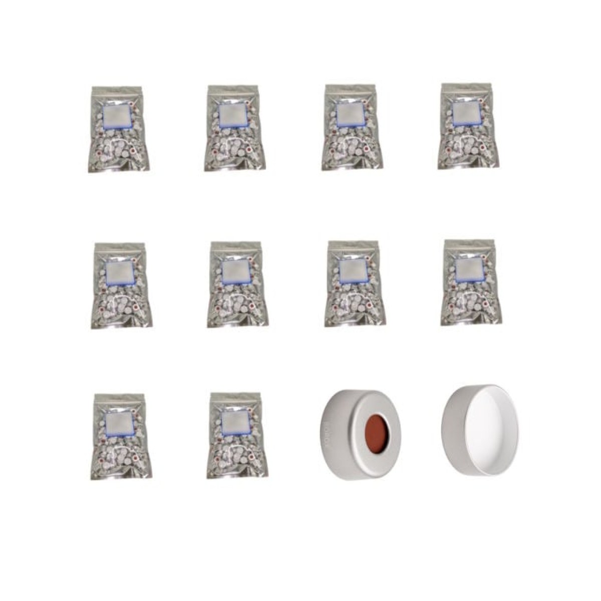 Borox Alüminyum Vial Crimp Kapağı ND11 - PTFE Septa - Silikon Yarıksız - 1000 pcs Toptan