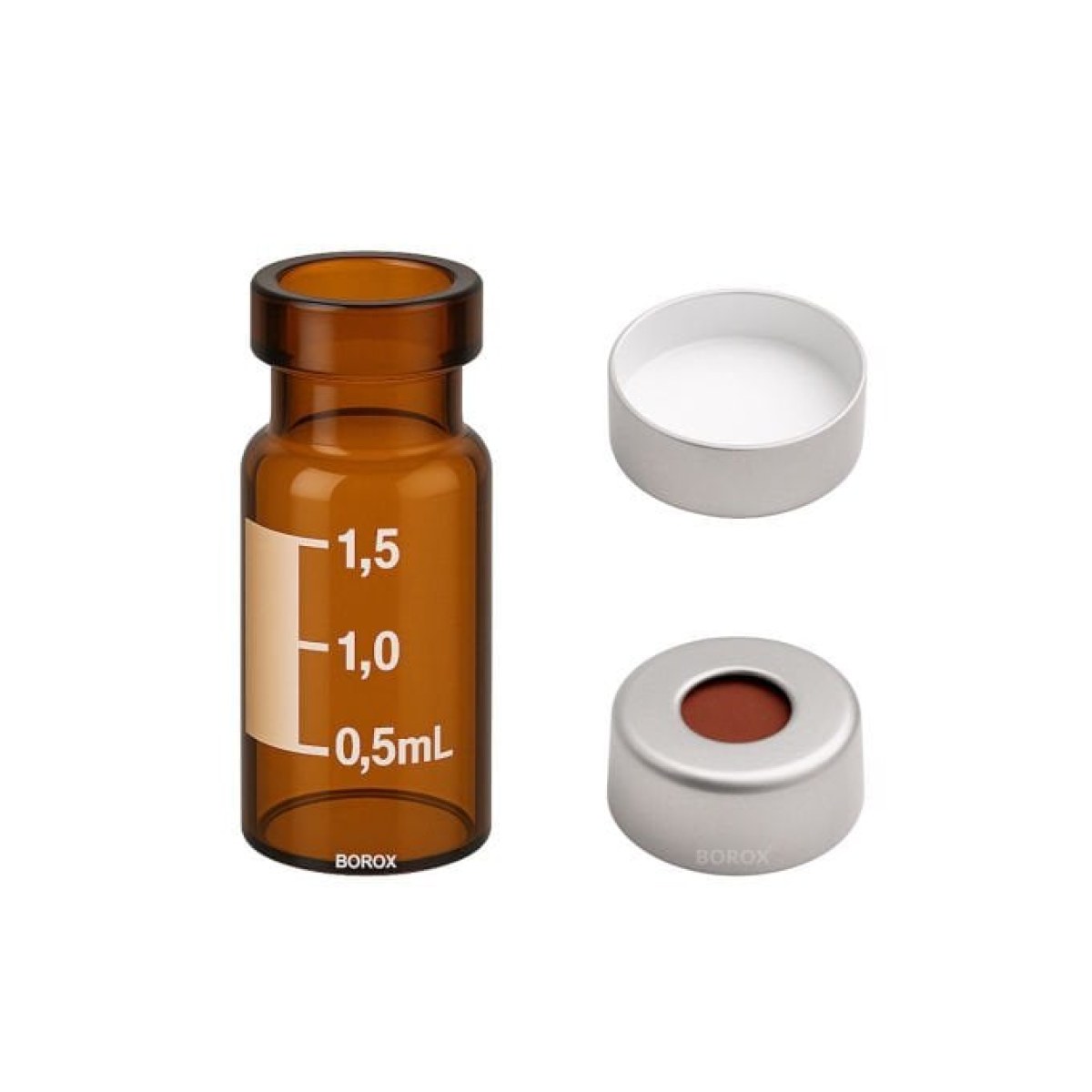 Borox Cam Vial Crimp Kapaklı ND11 - PTFE Septa - Amber 2ml - 100 Adet / Paket
