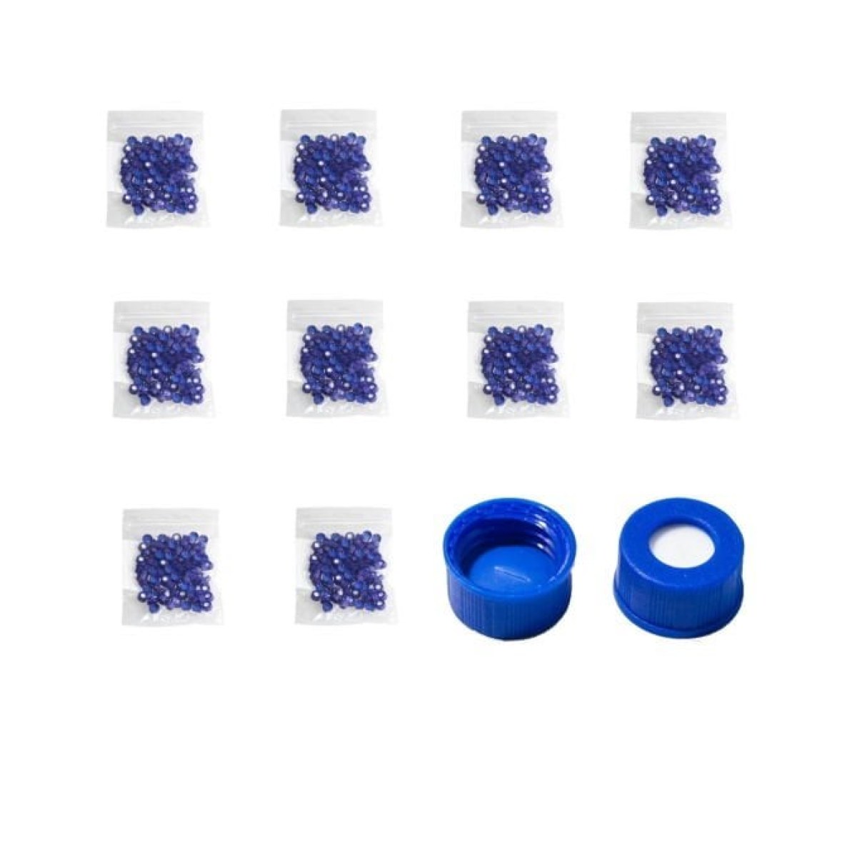 BOROX Yarıklı Mavi Screw Vial Kapağı ND9 -Mavi PTFE/Beyaz Silikon Septa - 1000 Adet Toptan