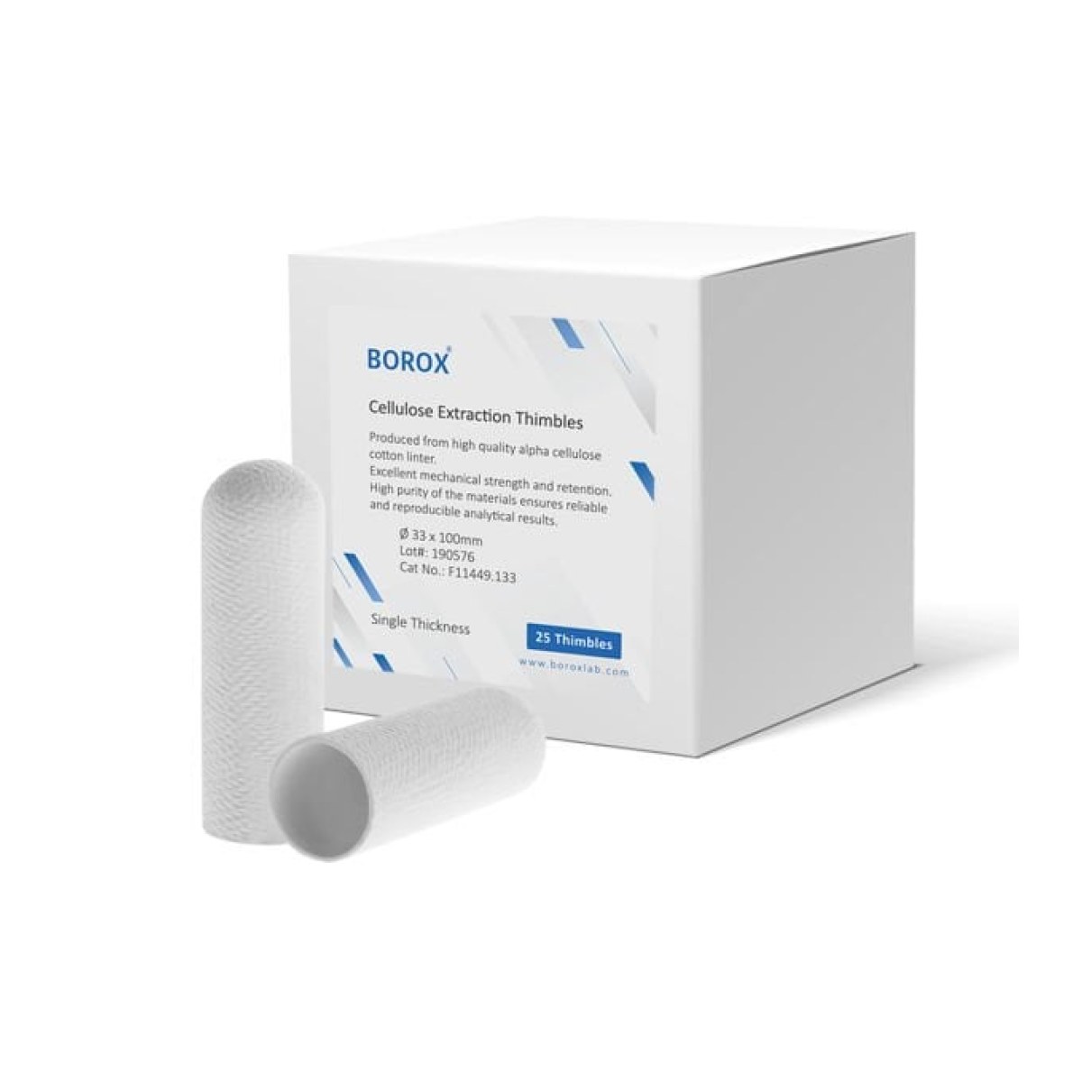 Borox Soxhlet Ekstraksiyon Kartuşu - Selüloz - 33x100mm Kartuş Filtre