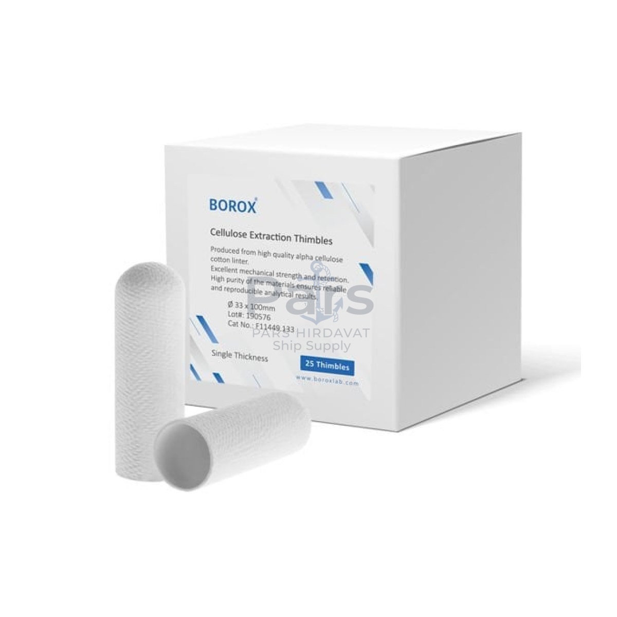 Borox Soxhlet Ekstraksiyon Kartuşu - Selüloz - 33x100mm Kartuş Filtre