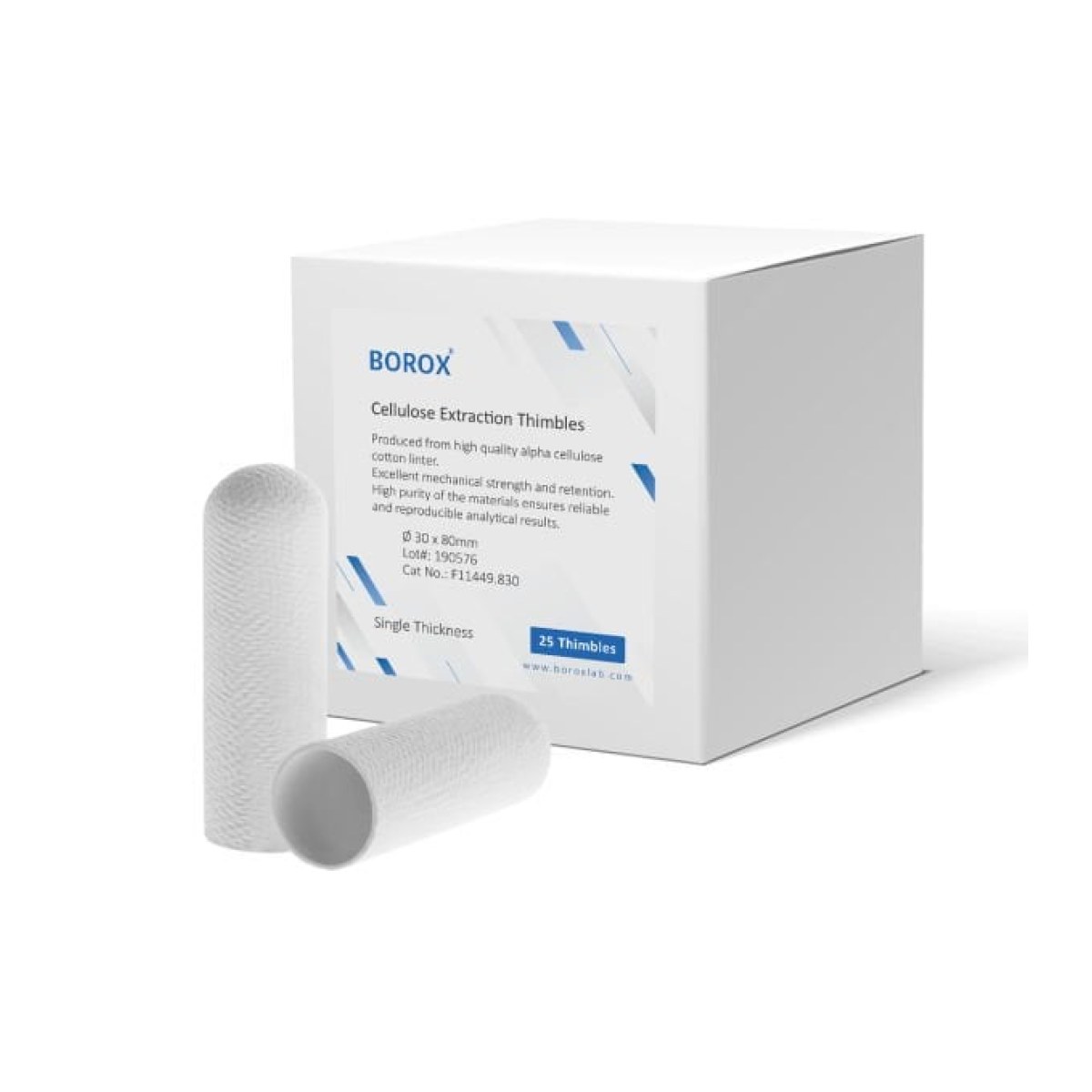 Borox Soxhlet Ekstraksiyon Kartuşu - Selüloz - 30x80mm Kartuş Filtre