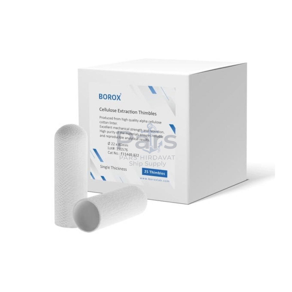 Borox Soxhlet Ekstraksiyon Kartuşu - Selüloz - 22x80mm Kartuş Filtre