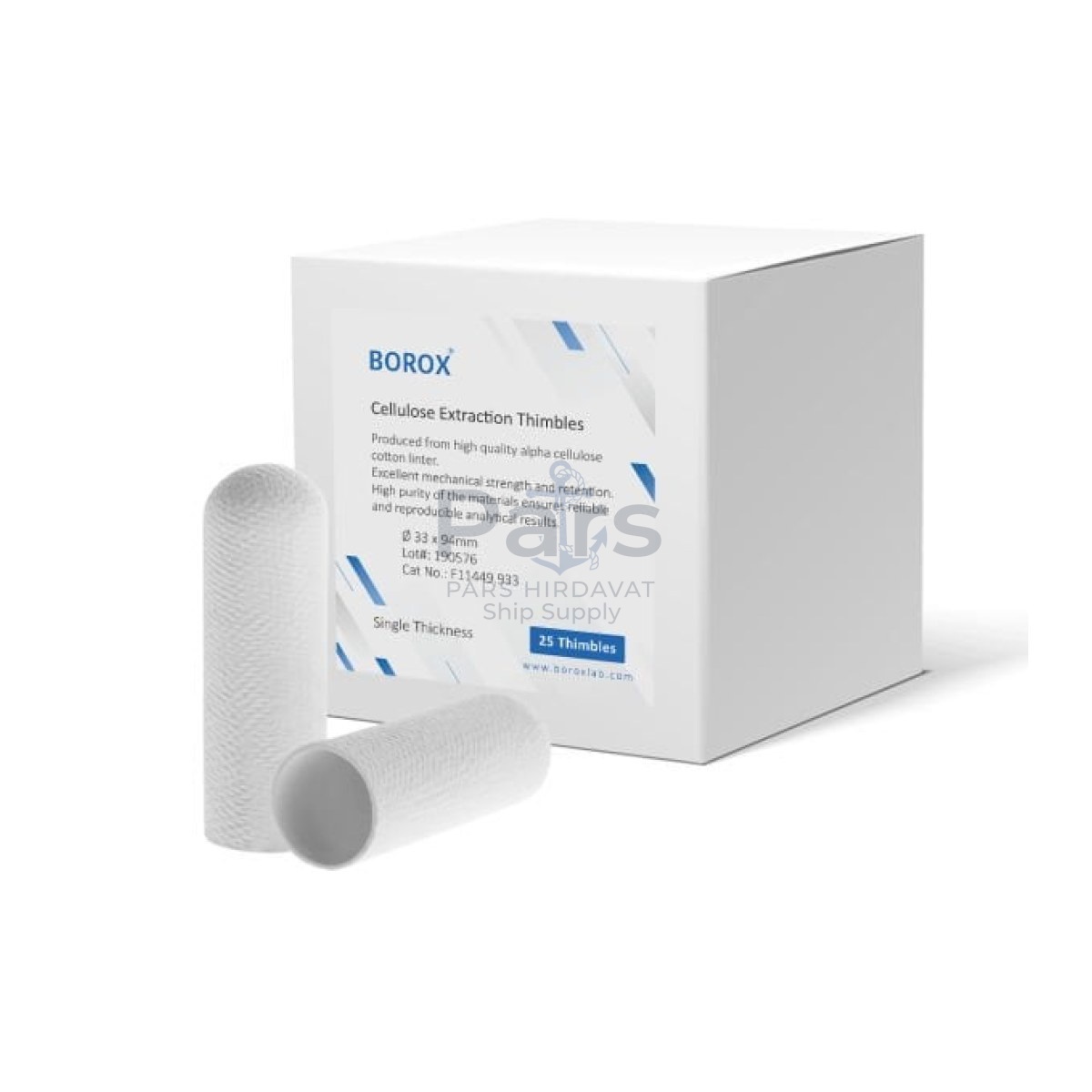 Borox Soxhlet Ekstraksiyon Kartuşu - Selüloz - 33x94mm Kartuş Filtre