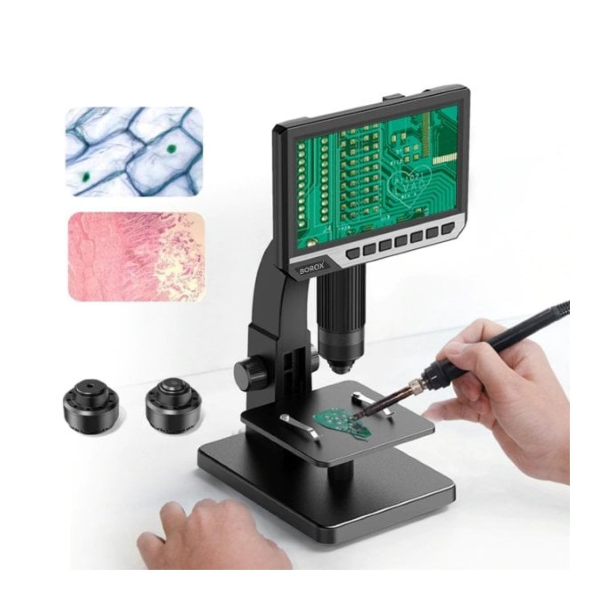 BOROXlab Dijital Mikroskop Çift Lens 2000x büyütme 7'' 12 MP