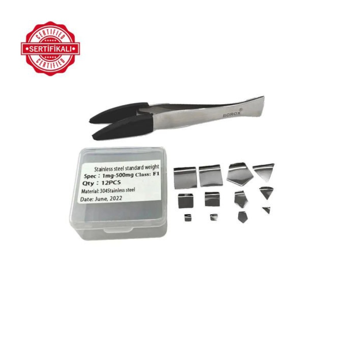 Kalibrasyon Ağırlık Seti F1 - Terazi Kiti 12 pcs 1mg-500mg Kütle Set Sertifikalı