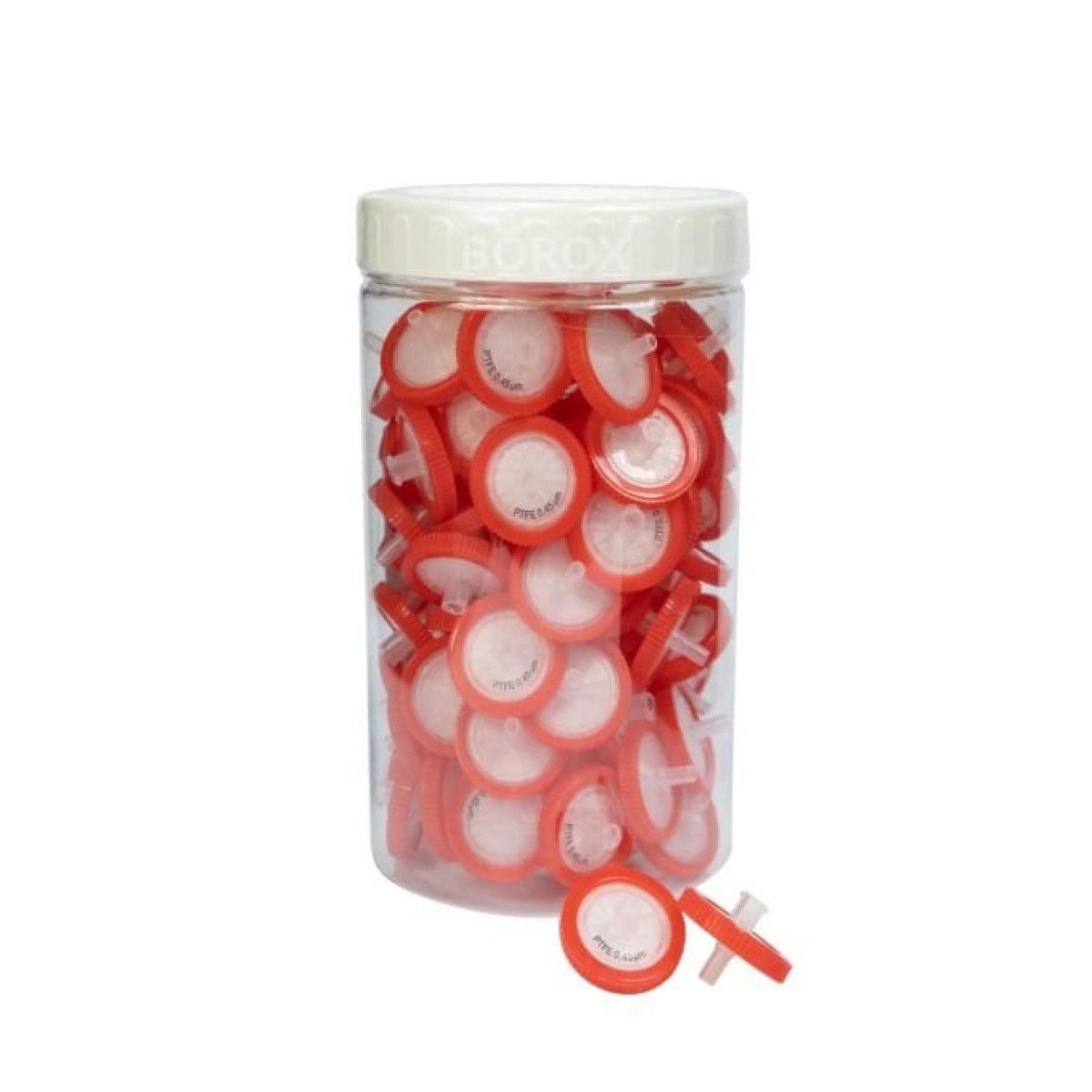 Borox PTFE Hidrofobik Şırınga Filtre - Non Steril 0.45µm - Kırmızı - 100 Adet